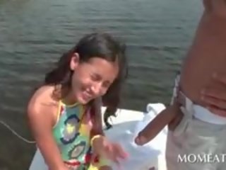 Sweet Brunette Sucking Large Hungry phallus On A Boat