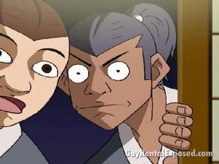 Trashy anime homoseksuelle å ha en skitten samurai fantasi