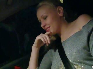 Russian teen sucks member in the backseat