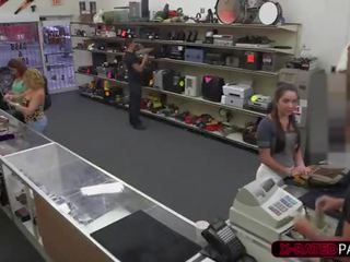 Brunette and tremendous college student gets hammered by Shawn the shop owner