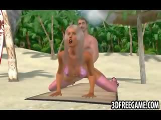 A 3D cartoon blonde prostitute is getting her pussy fucked