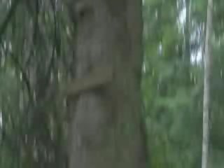 Outdoors smoking dong in the forest