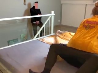 Housewife cheating with neighbor - husband watches and gives her a second cum fill