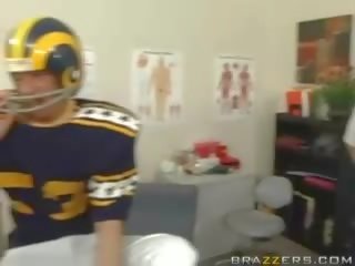 Slutty big breasted specialist shags with injured football player