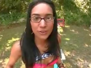 Hooker In Glasses Gets Fuck Holes Licked Outdoor