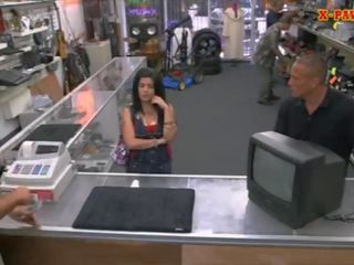 Pervert pawnkeeper fucking a gorgeous Cuban chick in the pawnshop