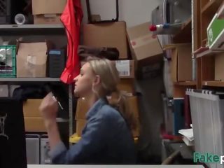 Blonde shoplifter sucking doggy style big cock