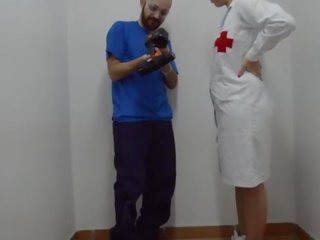 Nurse doing first aid on johnson